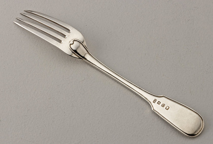 Extremely Rare Cape Silver Fiddle Thread Without Shoulders Table Fork - Lawrence Twentyman (3rd example)